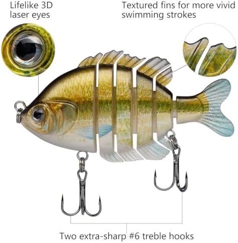 BASSDASH SwimPanfish Multi Jointed Bluegill Bass Fishing Lure Swimbaits - Image 4