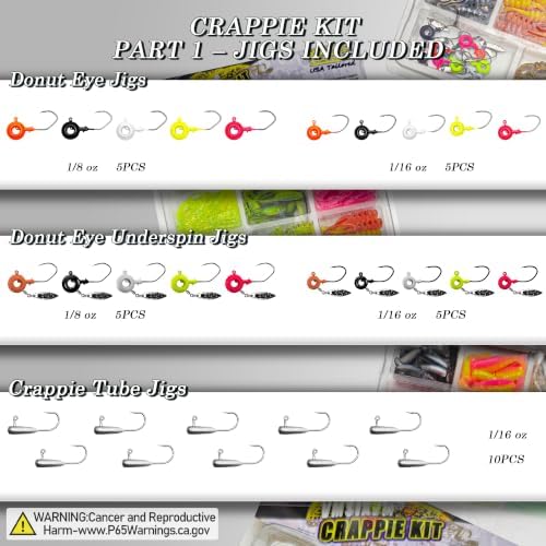 Crappie Tube Lures Jig Heads Soft Plastic Baits Worms Kit - Image 2