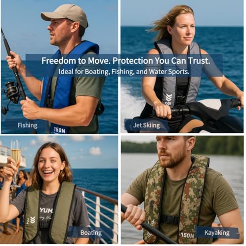 Automatic Inflatable Life Jacket | Low Profile PFD for Adults | Compact Design Self Inflating Life Vest | Supports up to 330 lbs - Image 6