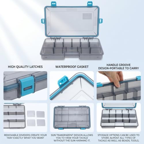 6 Pack Tackle Box Fishing Organizer 3600 Tackle Trays with Dividers - Image 3