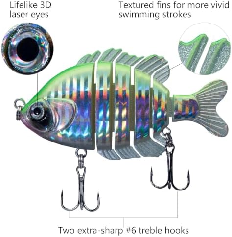 BASSDASH SwimPanfish Multi Jointed Bluegill Bass Fishing Lure Swimbaits - Image 4