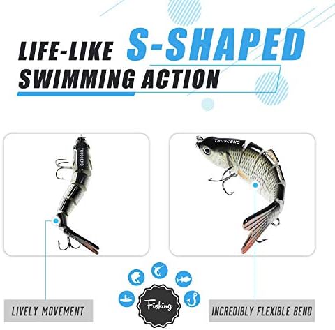 TRUSCEND Swimmax Easy Catch Fishing Lures with BKK Hooks, Wiggling, Vibrating, Rattling and Gurgling for More Bites, Heavy-Duty Dyneema Fiber Jointed Swimbaits for Bass, Trout, Crappie, Walleye, Pike - Image 2