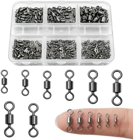 DONQL 200pcs Fishing Swivel Barrel Swivels Set 61.7lbs to 6.6lbs Freshwater by DONQL
