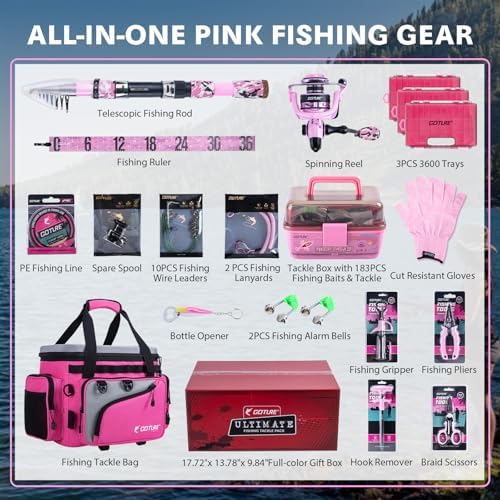 Goture Pink Fishing Rod and Reel Combos with Cooler Tackle Bag,6FT-9FT - Image 2