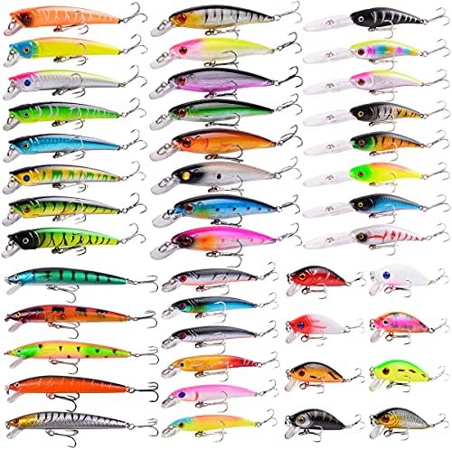 Aorace Fishing Lures Kit Mixed Including Minnow Popper Crank Baits with Hooks for Saltwater Freshwater Trout Bass Salmon Fishing by Aorace