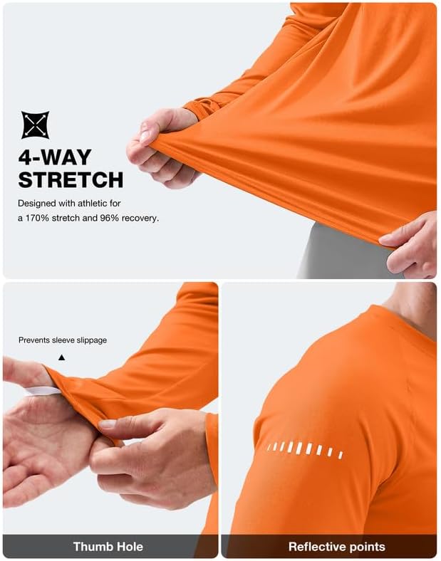 Men's Sun Protection Swim Long Sleeve UPF 50+ Rash Guard Lightweight Shirts - Image 6