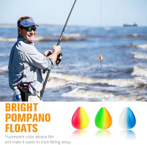 Dovesun 220/104/80/60/54/52/42pcs Pompano Rig Floats for Surf Fishing Foam Bobbers for Fishing Fly Fishing Bobbers Floats Bright Color Kit/Round/Cylindrical/Heart/Bullet/Pill/Spin Shape - Image 3
