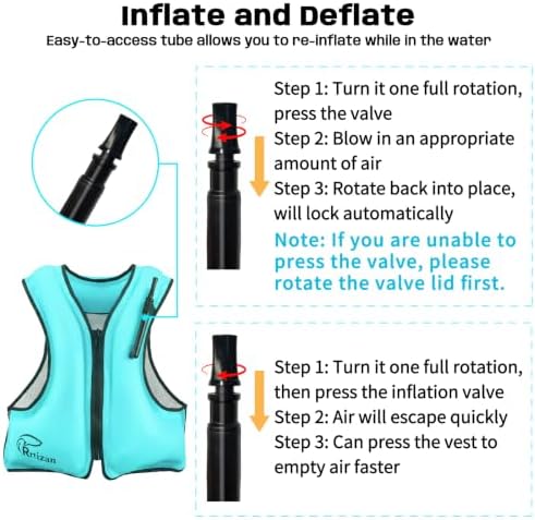 Rrtizan Inflatable Snorkel Vest for Adult, Suitable for Adult 90-220lbs - Image 3