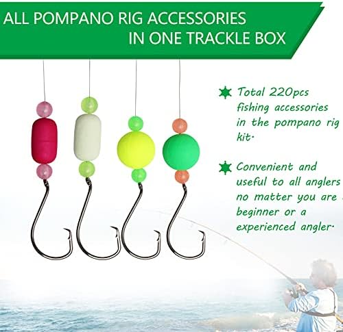 Dovesun 220/104/80/60/54/52/42pcs Pompano Rig Floats for Surf Fishing Foam Bobbers for Fishing Fly Fishing Bobbers Floats Bright Color Kit/Round/Cylindrical/Heart/Bullet/Pill/Spin Shape - Image 3