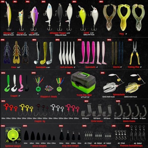 Fishing Tackle Box with Tackle Included Lures, 3-Layer Tackle Kit - Image 2