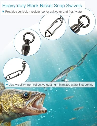 Ball Bearing Fishing Swivels with Speed Clips - 29pcs/Box Black Nickel Stainless Steel Snap Swivels, Size 0# - 4# Saltwater & Freshwater Quick Change Lure Snap - Image 3
