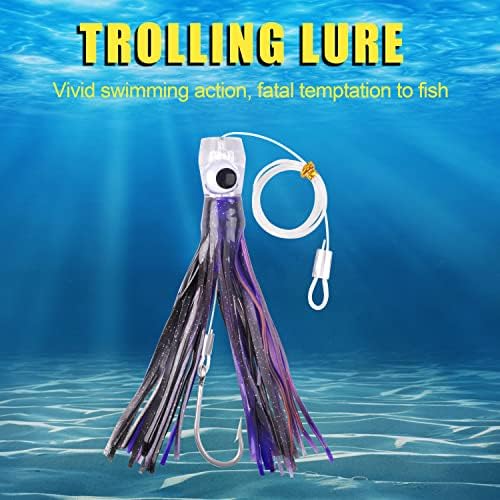 Trolling Lures Saltwater for Tuna Mahi Marlin Wahoo Dolphin Shark Offshore Trolling Baits with Squid Skirt Big Game Fishing Lures Deep Sea Squid Skirts Rig 6/9 inch - Image 4