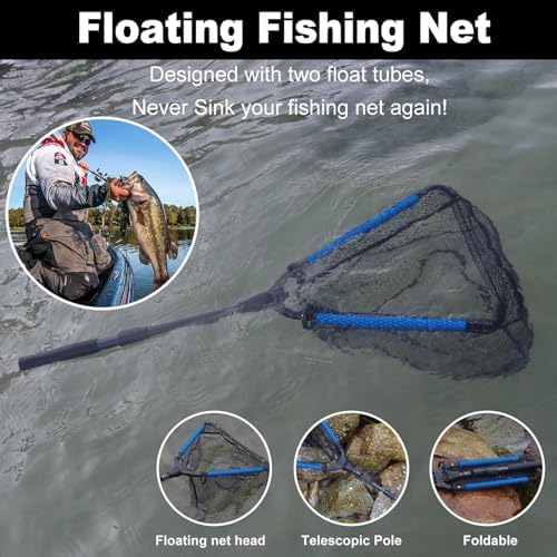 PLUSINNO Fishing Net Fish Floating Landing Net with Handle - Image 2