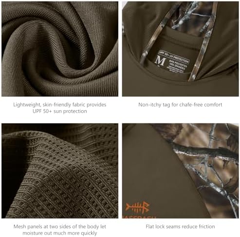 BASSDASH Men’s UPF 50 Performance Fishing Shirt Cooling Hoodie Camo Long Sleeve FS17M - Image 6