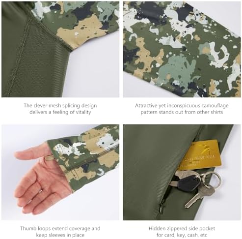 BASSDASH Men’s UPF 50 Performance Fishing Shirt Cooling Hoodie Camo Long Sleeve FS17M - Image 5