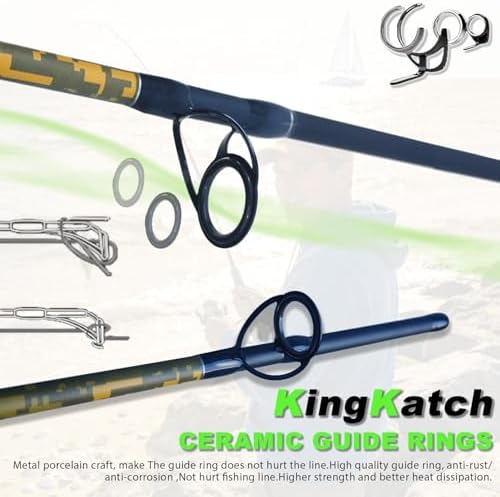 Medium Heavy Spinning Fishing Rod, 7' & 7'6" Carbon Graphite & Fiberglass Composite Rod, EVA Split Grip, Boat Rod for Bass, Trout, Catfish, Walleye, Saltwater & Freshwater Fishing - Image 2