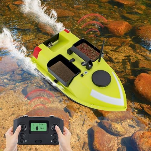 RC Bait Boat, 600m/1968ft Long-Distance Control Surf Fishing Bait Boat 4.4LBS Loading Capacity with Dual 5200mAh Battery and LCD for Lake/Ocean Angling, Auto Navigation (Green with light strip) - Image 3