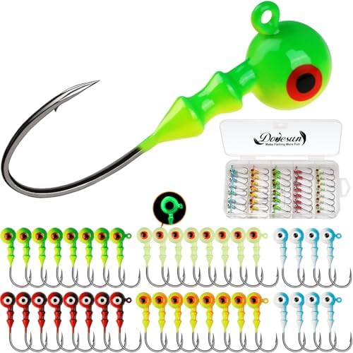 Dovesun Jig Heads for Fishing Walleye Jigs Glowing Fishing Jigs with 3D Eye by Dovesun
