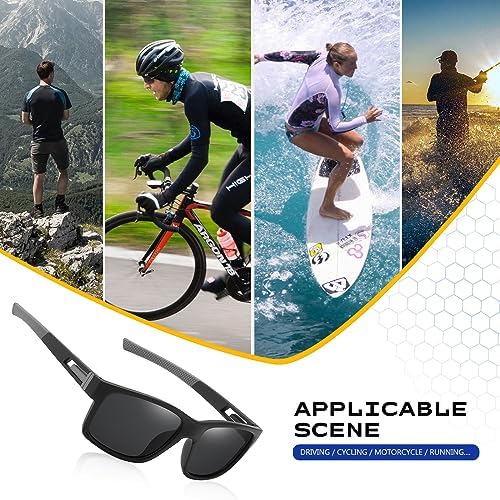 suoso Polarized Sports Sunglasses for Men: UV400 Protection Glasses Wrap Around Goggles for Driving Fishing - Image 6