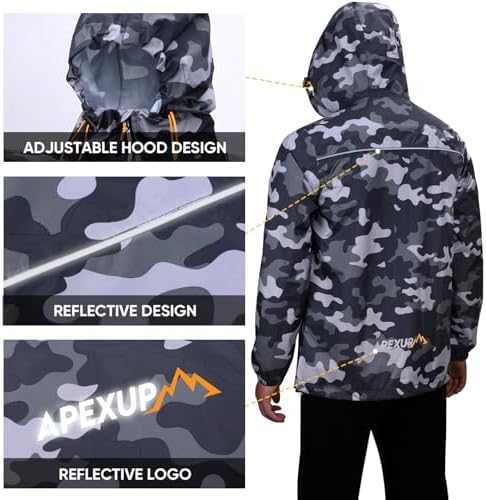 APEXUP Packable Rain Jacket Men Waterproof Lightweight Raincoat with Hood - Image 2