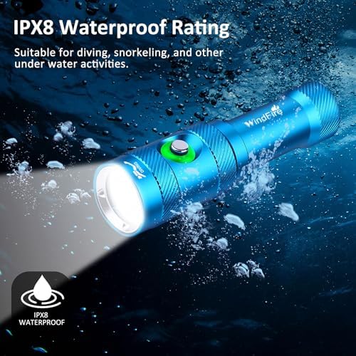 WINDFIRE DM06 Scuba Dive Light Bright Rechargeable Diving Flashlight 3-Mods - Image 4