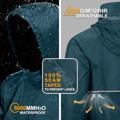 Outdoor Ventures Men's Rain Jacket Waterproof Lightweight Packable Pullover - Image 2