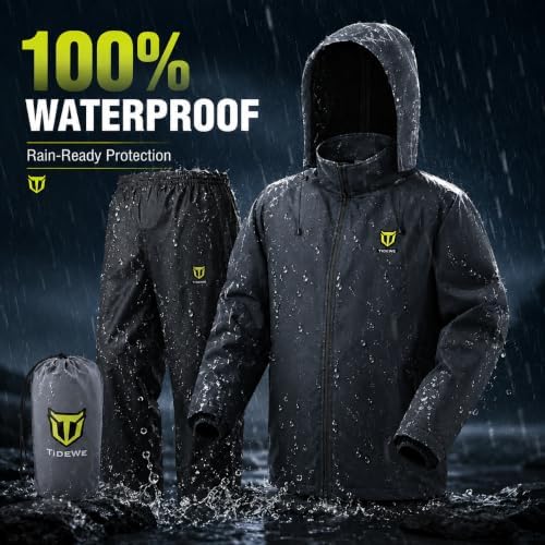 TIDEWE Rain Suit for Men, Waterproof Lightweight 2-Piece Rain Gear - Image 2