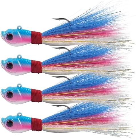 Bucktail Jigs Saltwater Fishing Lures Surf Bucktail Hair Fishing Jigs Swimbait Jig Heads for Freshwater Saltwater Bass Flounder Striper Bluefish Halibut Redfish by AGOOL