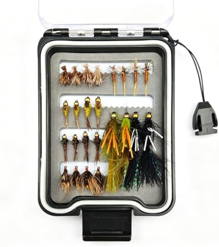 24Pcs Fly Fishing Lures Set, Mixed Dry Nymph Streamer with Storage Box by Unknown