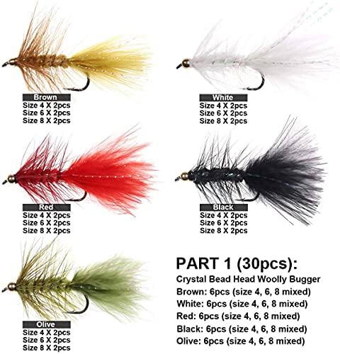 wifreo 30/90PCS Wooly Bugger Fly Fishing Lures Streamer Assortment with Waterproof Fly Box - Image 3