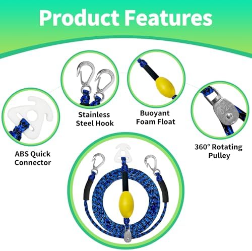 Self Centering Boat Tow Harness for Tubing & Wakeboarding – 3 Foam Floats Anti-Sink Design, Heavy Duty Tow Harness Kits for Pontoon, Jet Ski, Dinghy, 12ft/16ft/24ft - Image 3