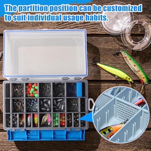 Junkin 6 Pack 3600 Fishing Tackle Boxes Waterproof, High-vis Blue Lure Organizer Trays with Removable Dividers, Airtight Bait Storage Case for Bass Fishing Backpacks & Kayak Gear Accessories - Image 6