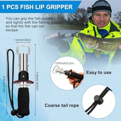 Honoson Fishs Hook Remover Tools Kit Include 1 Pcs Handheld Digital Fish Scale and Fishing Hook Remover Tool and Fish Lip Gripper and Fishing Plier with Sheath and 2 Pcs Fishs Tool Lanyards - Image 5