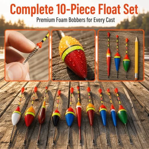 Oval Spring Slip Floats with Foam, Bobber Stopper Spring Stick Slip for Trout, Bass, Catfish, Carp, Lake and General Float Fishing Tackle Use - Image 6