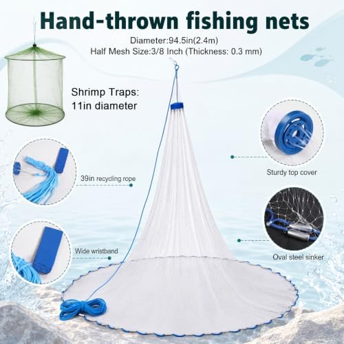 3 Pcs Fishing Bucket, Live Bait Aerator and Fishing Cast Net with Heavy Duty Sinker Foldable Live Bait Bucket Portable Quiet Aerator Fish Transport Container Outdoor EVA Bag - Image 5
