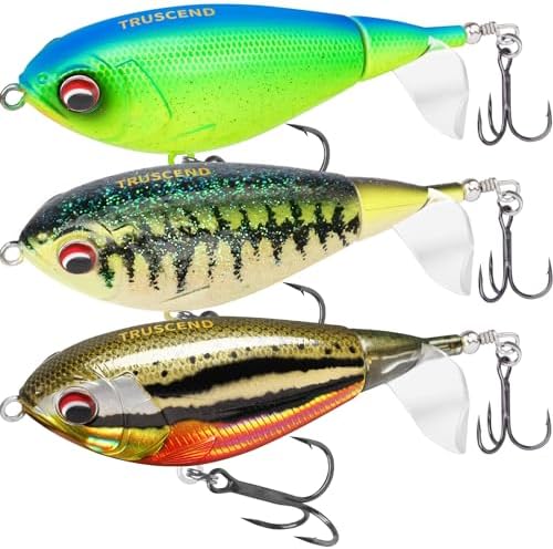 TRUSCEND Top Water Fishing Lures with BKK Hooks, Easy Catch Plopper Lure for Freshwater or Saltwater, Floating Lures for Bass, Pike, Catfish, Surface Wobble PoPobait Bass Baits Fishing Gifts for Men by TRUSCEND
