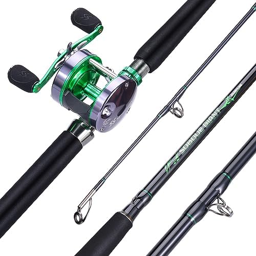 Sougayilang Catfish & Saltwater Surf Combo – 2-Piece Medium Heavy Casting Rod with Conventional Reel, 6+1 Bearings, Aluminum Uplock Seat for Catfish, Salmon, Striper, Bluefish(7'/7'6''/8') by Sougayilang