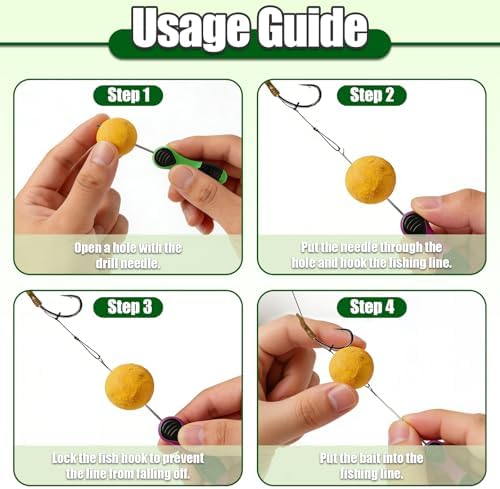 YOTO Carp Fishing Tool Kit & Equipment - Professional Baiting Rig Tools Set with Hook Needles, Bait Drill and 2 Boilie Stoppers - Multiple Styles: Standard, Silicone Grip & Night Glow - Image 4