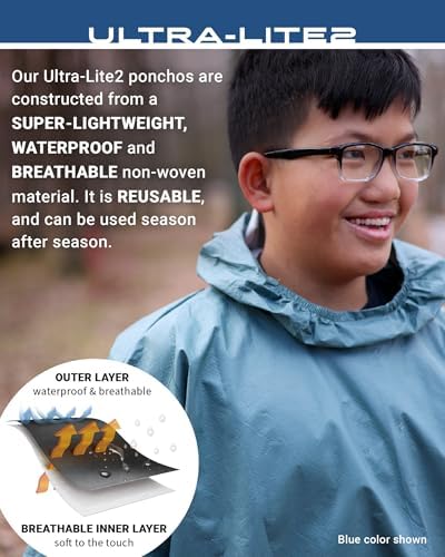 FROGG TOGGS Ultra-lite2 Waterproof Rain Poncho, Breathable and Reusable - Image 3