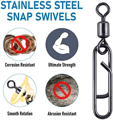 Dr.Fish Fishing Clips with Swivels, Speed Power Clips with Barrel Swivels Quick Change Lure Snap Swivels Fishing Tackle Leader Line Connector for Freshwater & Saltwater - Image 7
