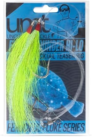 UMT Fluke Flounder Ocean Hi/Lo Rig – BUCKTAIL Teaser Hook for Saltwater – Size 5/0 Hook - 40lb Heavy Duty Mono 3ft Long - Black Duo-Lock Snaps - Hand Tied - Image 6