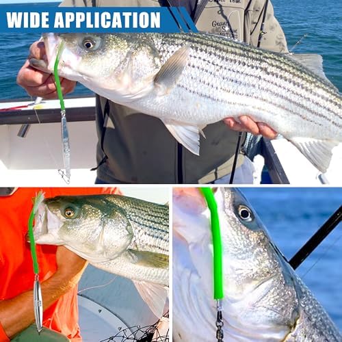 Diamond Jigs Saltwater Fishing Lures,Casting Jigging Spoon with Split Tube Tail Stainless Steel Hook Metal Jig Spoon Baits for Deep Sea Offshore Surf Fishing Bottom Sinking - Image 6