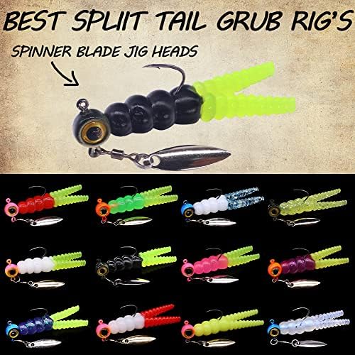 Crappie Jigs and Lures Kit -135 & 40 Piece Set with Plastics, Jig Heads, Split-Tail Grub Baits - Perfect for Crappie Fishing, Panfish Lures - Image 5