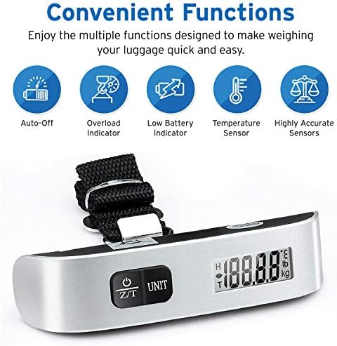 Etekcity Luggage Scale, Travel Essentials, Digital Weight Scales for Travel Accessories, Portable Handheld Scale with Temperature Sensor, Rubber Paint, 110 Pounds, Battery Included,2Pack - Image 2