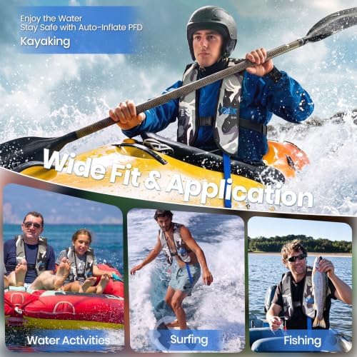 Manual Inflatable Life Jacket for Adults, Lightweight PFD Life Vests with Adjustable Design, Fitted Water Safety Vest for Kayaking Fishing Boating Sailing and Outdoor Water Sports, Supports Up 330 LBs - Image 2