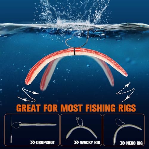 Dovesun Wacky Worm for Bass Trout Fishing Worms Kit with Soft Plastic Baits, Weedless Hooks, Bass Hooks,Weedless Jig Head, Wacky Rig Tool, O-Rings, Weight 152Pcs/131Pcs/50Pcs - Image 5