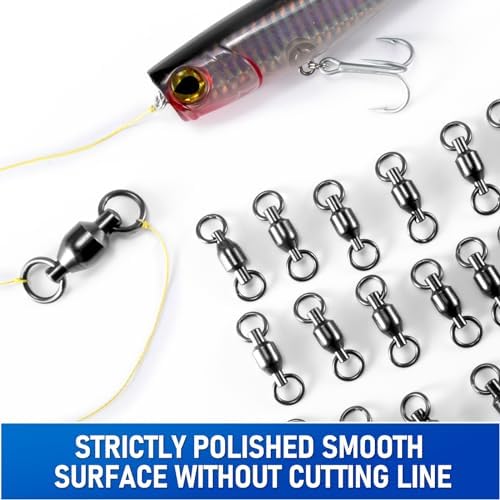 Alwonder 30-Pack Fishing Swivels Ball Bearing Swivels Fishing Tackle, High Strength Stainless Steel Solid Welded Rings Barrel Swivel Hook Line Connector with Black Nickel Coating Saltwater Freshwater - Image 5