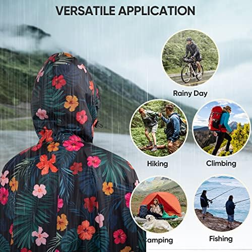 PTEROMY Hooded Rain Poncho for Adults, Reusable Waterproof Raincoat - Image 6