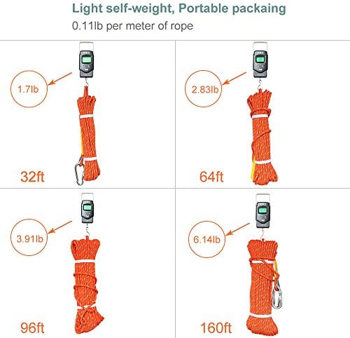 X XBEN Outdoor Climbing Rope 10M(32ft) 20M(64ft) 30M(96ft) 50M(160ft) 70M(230ft) 152M(500FT) 352M(1000FT) Static Rock Climbing Rope for Escape Rope Ice Climbing Equipment Fire Rescue Parachute - Image 6