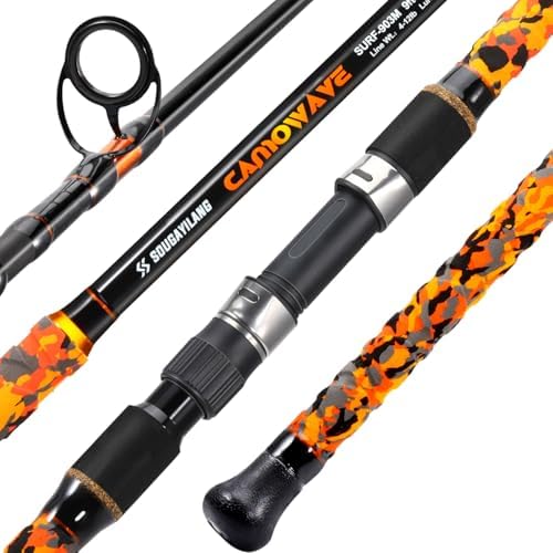 Sougayilang Surf Spinning Fishing Rod Carbon Travel Surf Rod M/MH 3 Piece Spinning Fishing Rod 9'/10'/11'/12' by Sougayilang